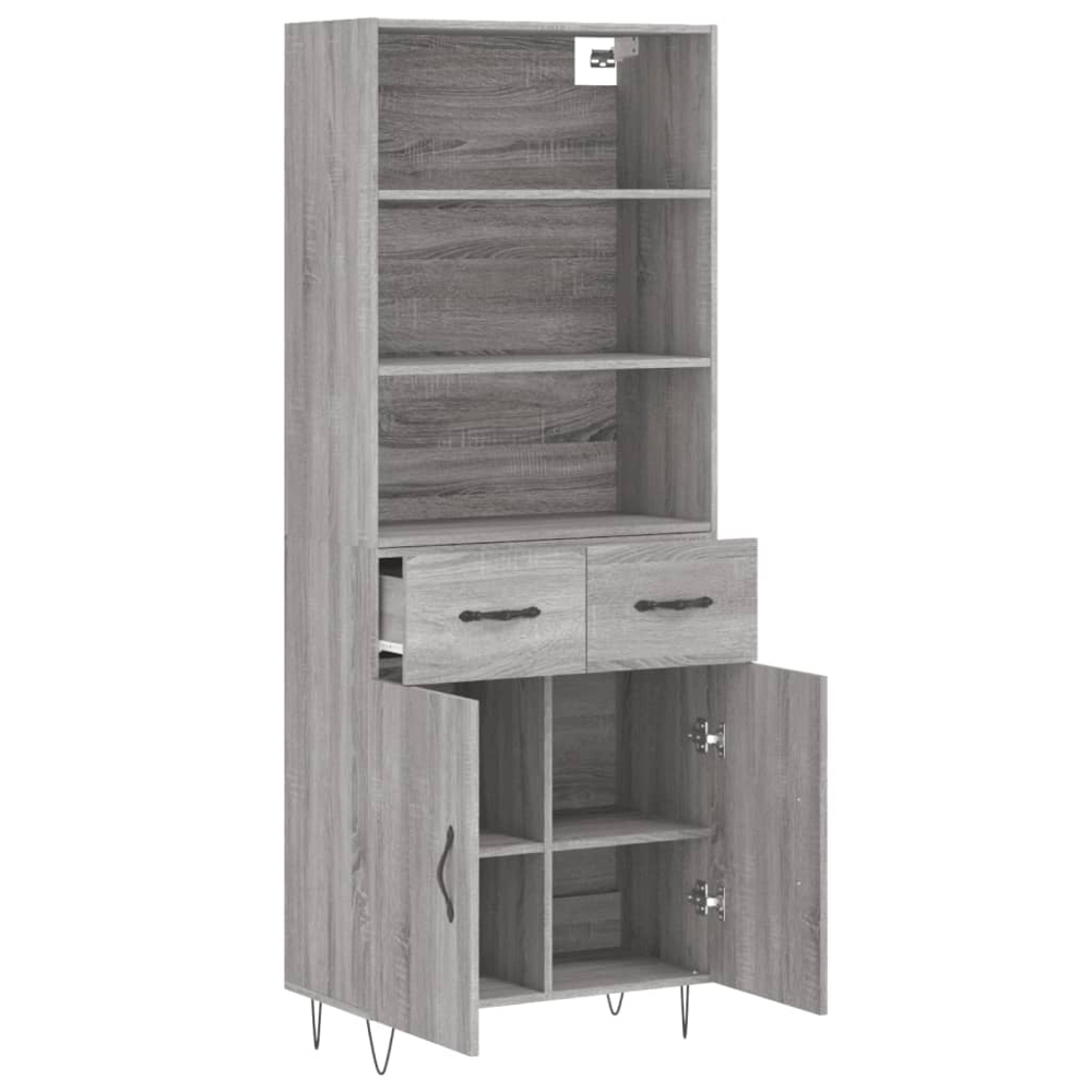 vidaXL 2 Door 2 Drawer 3 Shelf Grey Sonoma Highboard Image 4