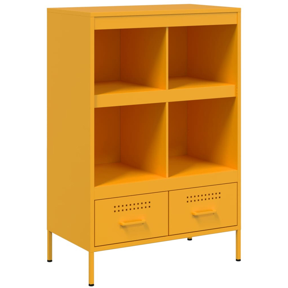 vidaXL 2 Drawer 4 Shelf Yellow Highboard Image 2