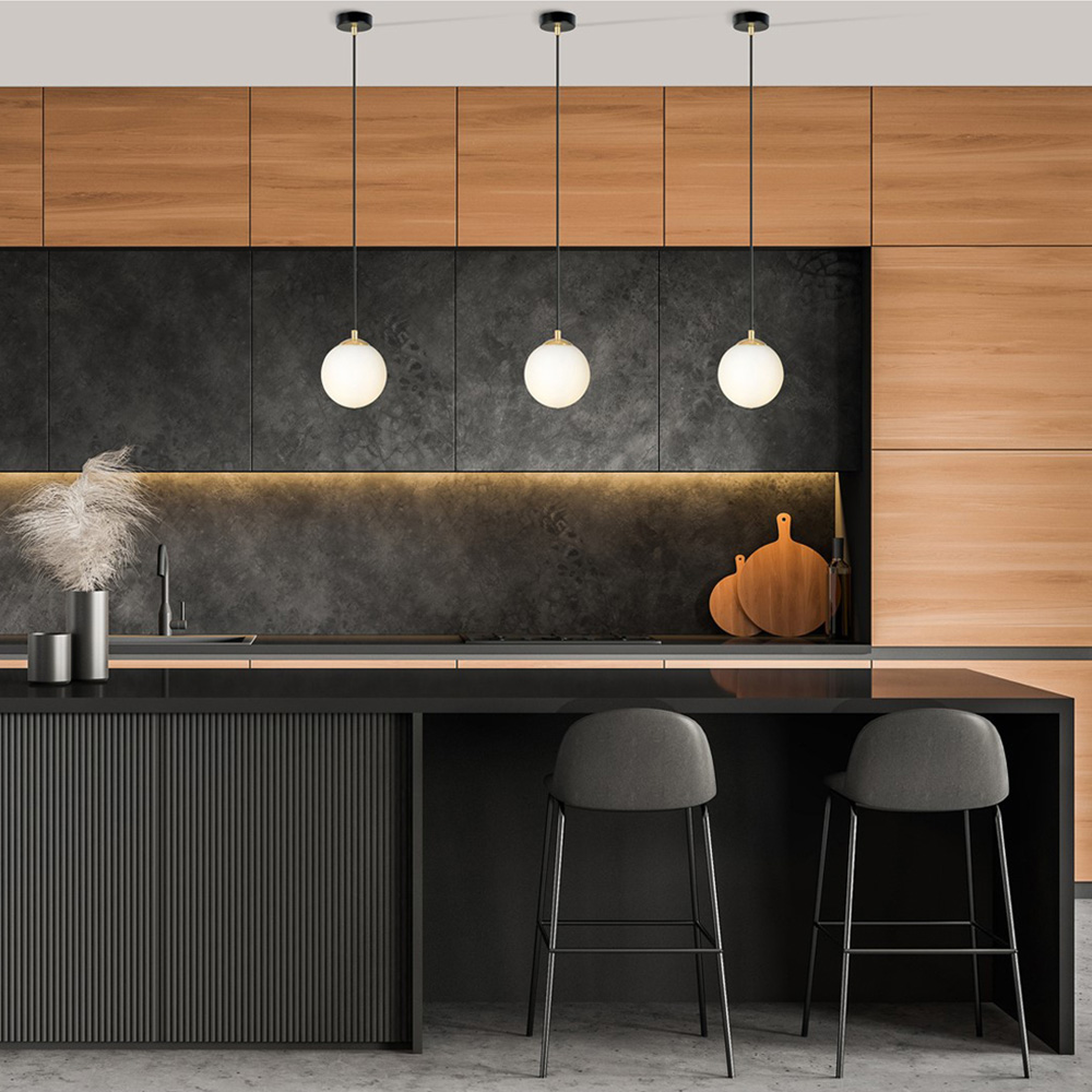 Emibig Royal Single Light White Shade Black and Gold E14 Ceiling Pendant Light Image 4
