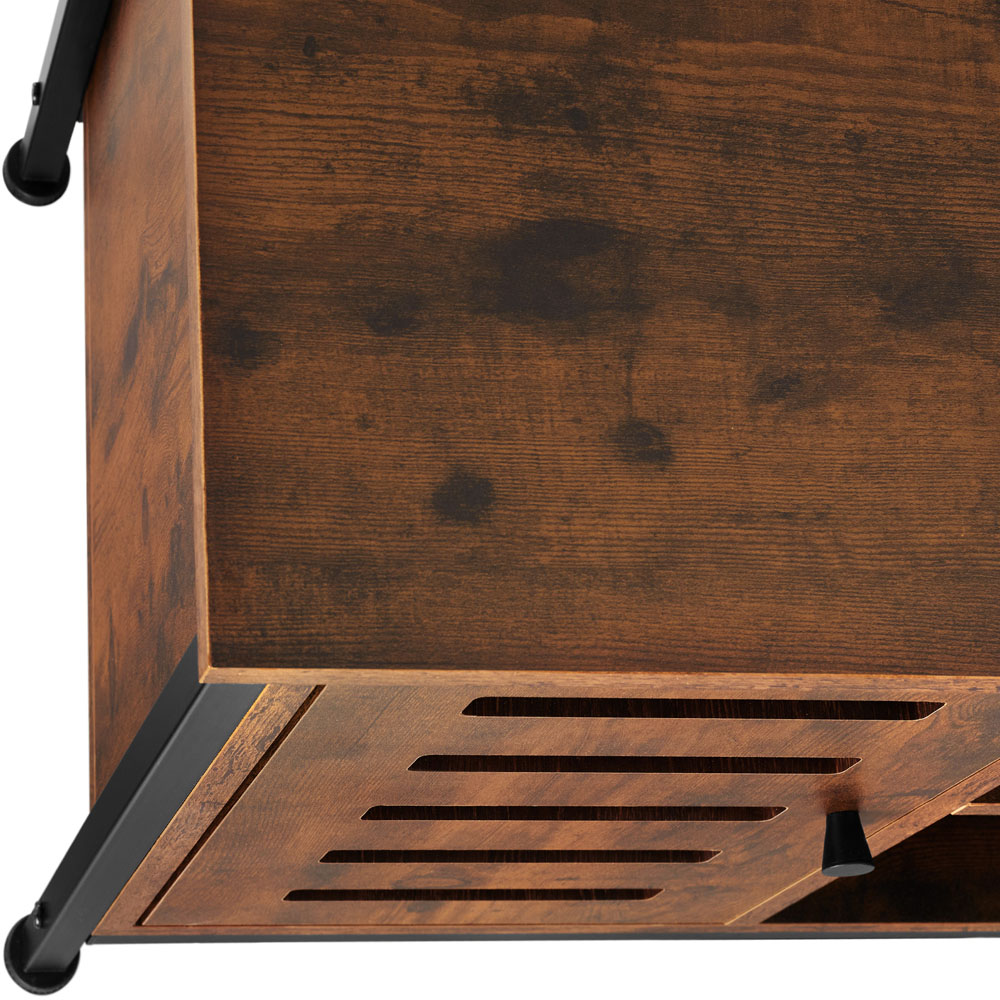 tectake Runcorn Single Door 3 Shelf Dark Rustic Wooden Sideboard Image 6