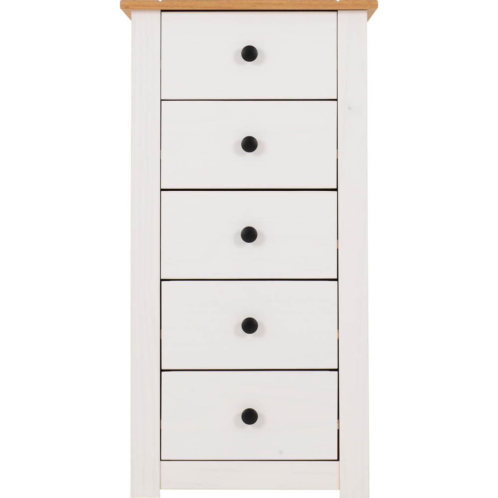 Seconique Panama 5 Drawer White and Natural Wax Chest of Drawers Image 3