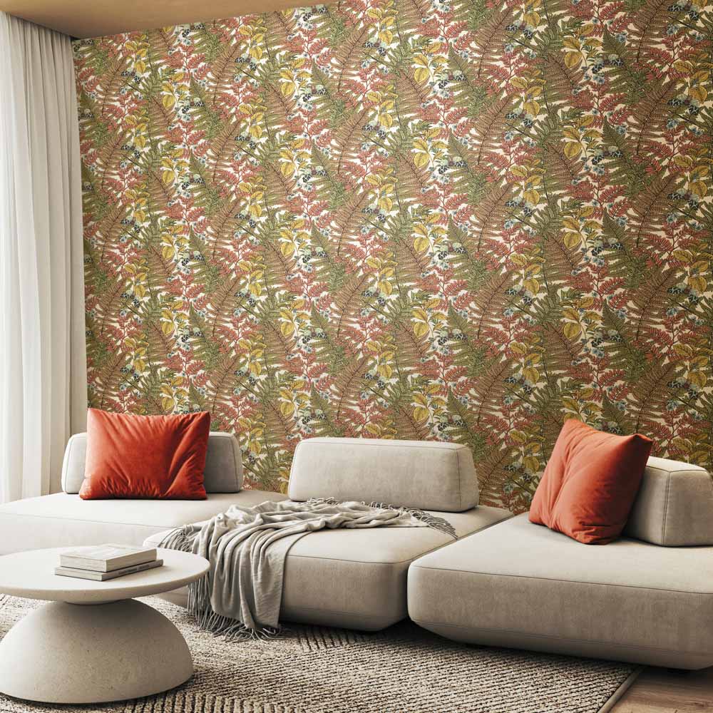 Hoopla Walls Wild Ferns Warm Spice Non Woven Wallpaper Image 2