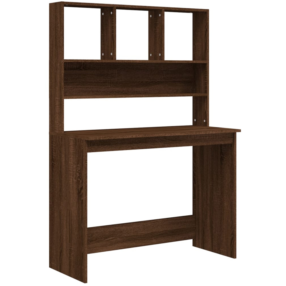 vidaXL 4 Shelf Computer Desk Brown Image 2