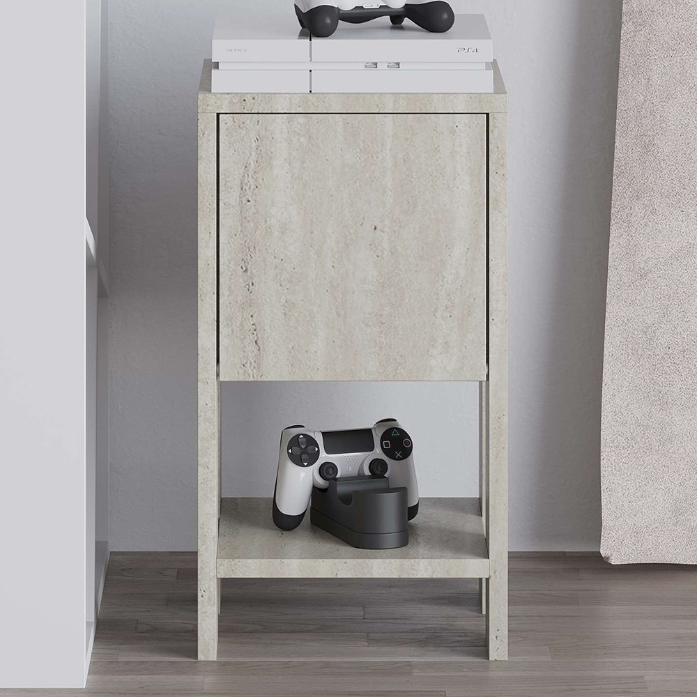Decortie Ema Light Stone Bedside Table Image 1