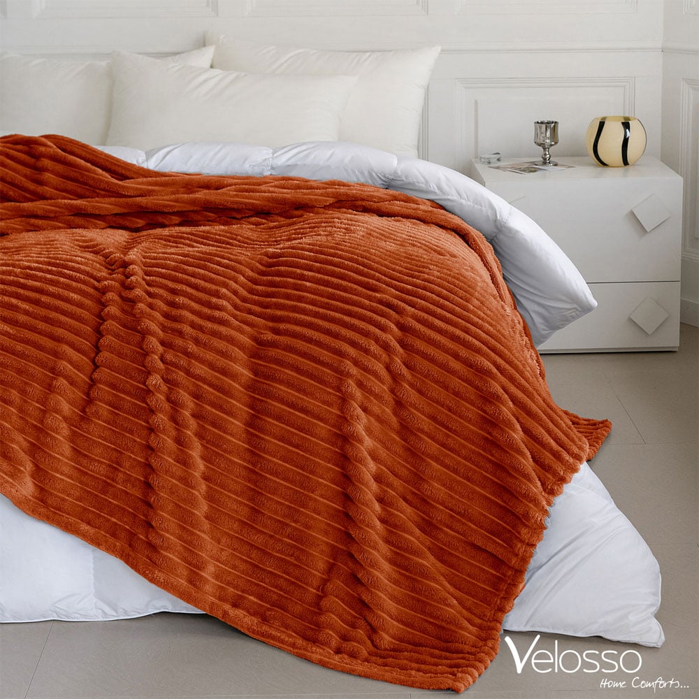 Velosso Bellissima Orange Plush Throw 100 x 150cm Image 4