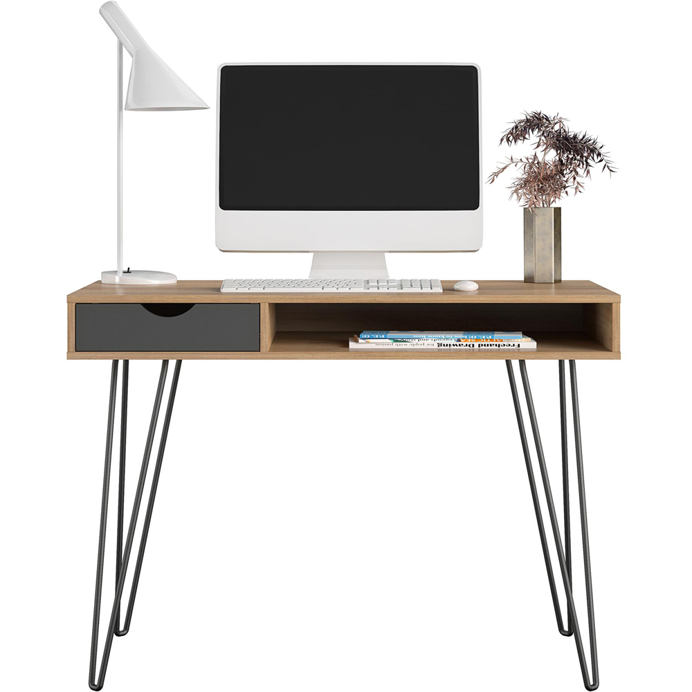 Novogratz Harmony Single Drawer Laptop Desk Natural and Black Image 5