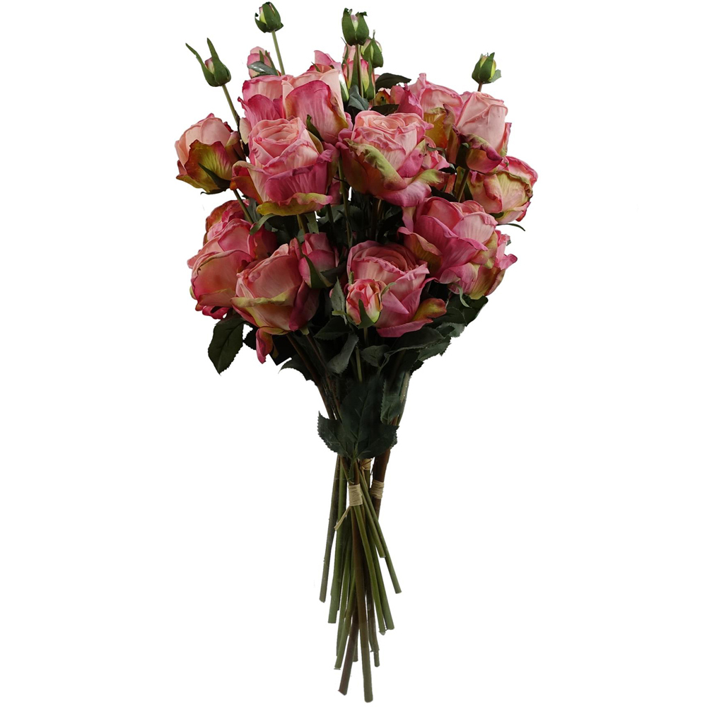 Leaf Pink Rose Spray Single Stem Artificial Flower 2ft 6 Pack Image 1