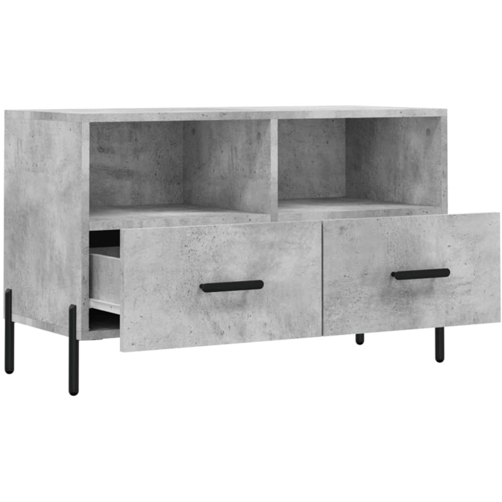 vidaXL 2 Drawer 2 Shelf Concrete Grey TV Cabinet Image 6