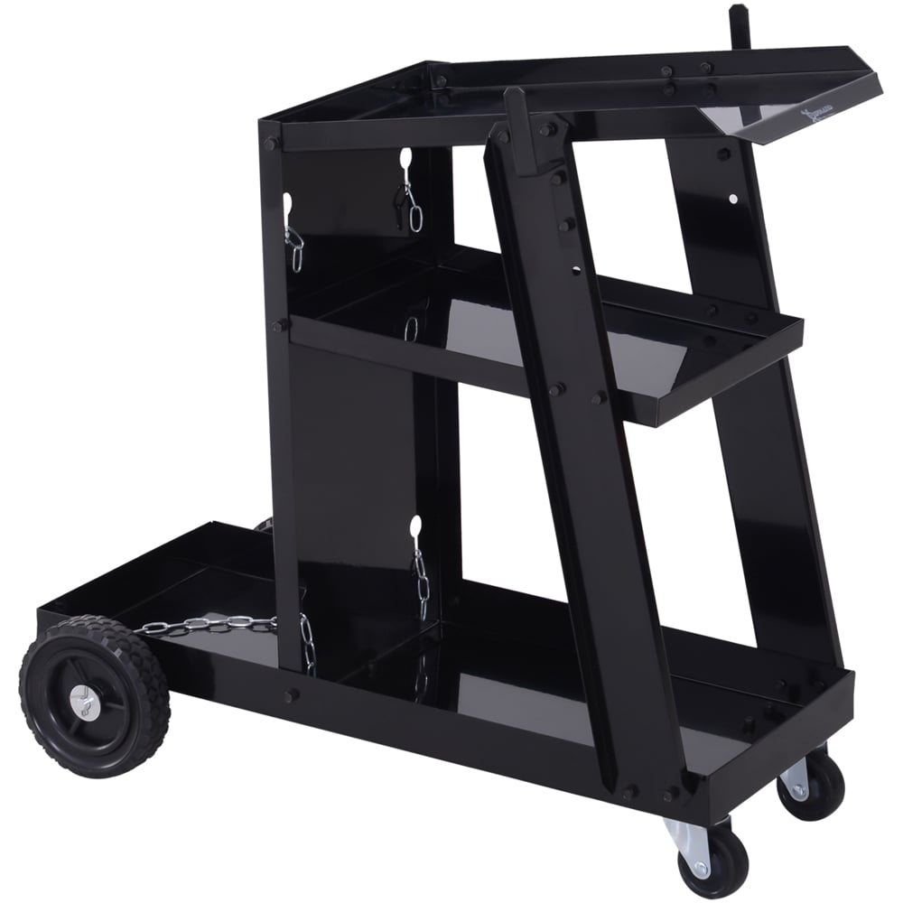 DURHAND 3 Tier Black Welding Cart Welder Trolley with Wheels 50kg Image 1