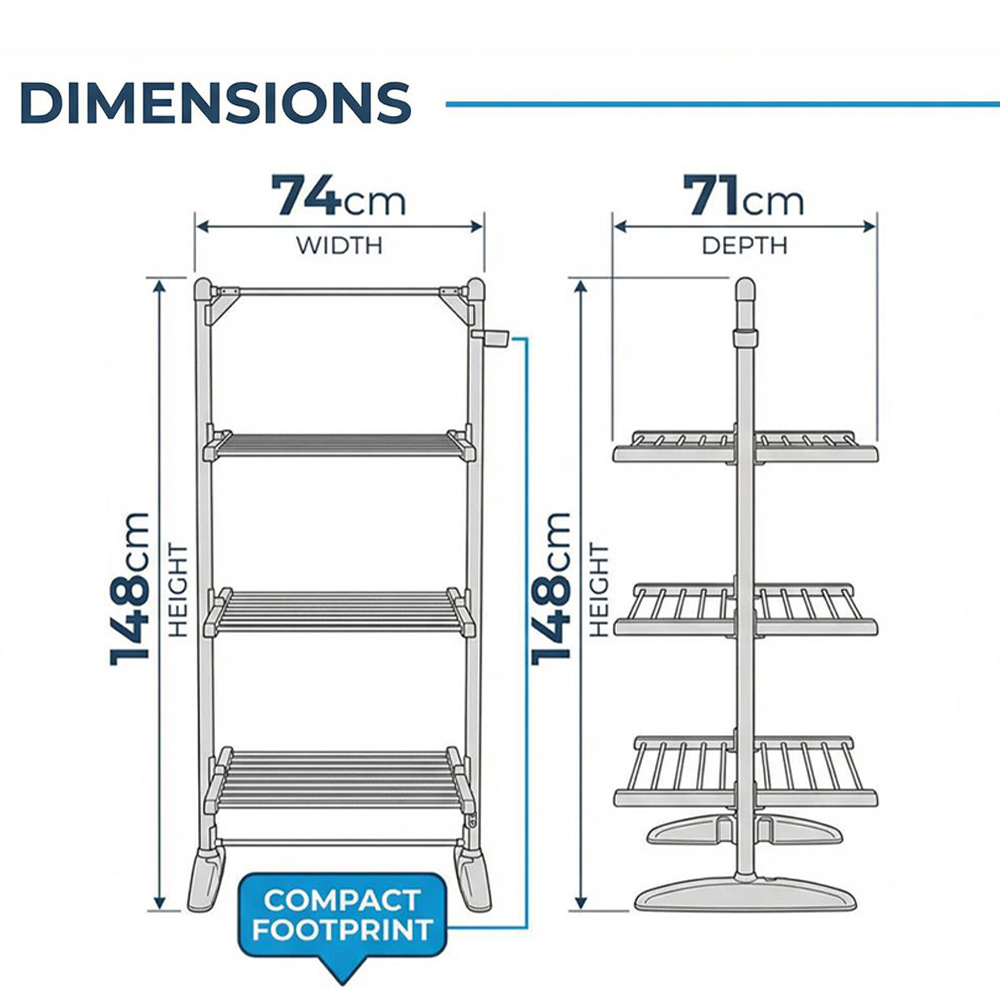 House Of Home 3-Tier Foldable Heated Airer Image 6