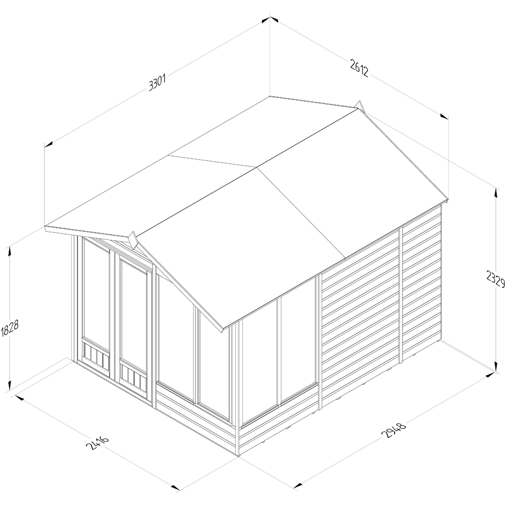 Forest Garden Beckwood 8 x 10ft Single Opening Shiplap Apex Summerhouse Image 9