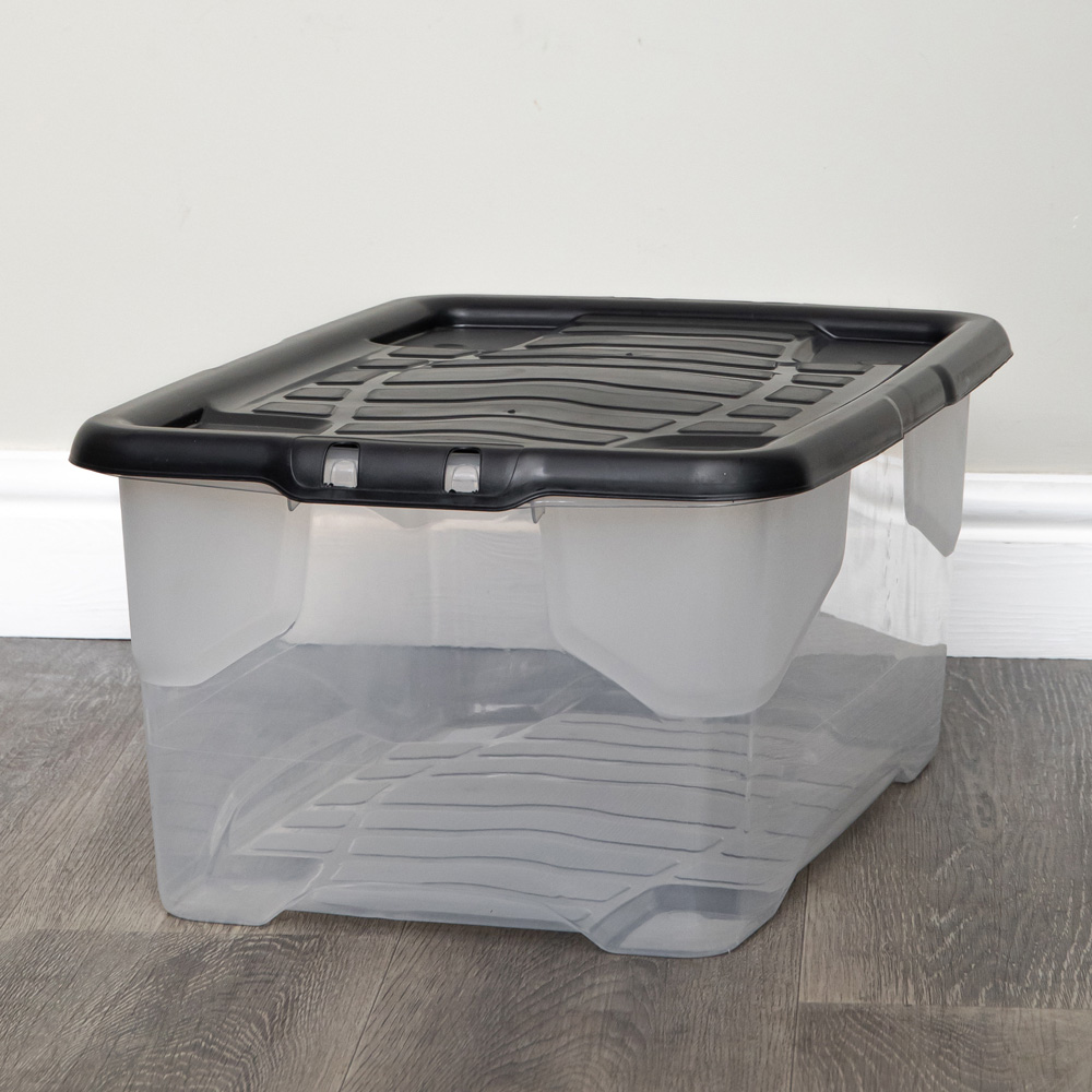 Samuel Alexander 42L Clear Stackable Nestable Design Storage Box with Black Lid Image 8