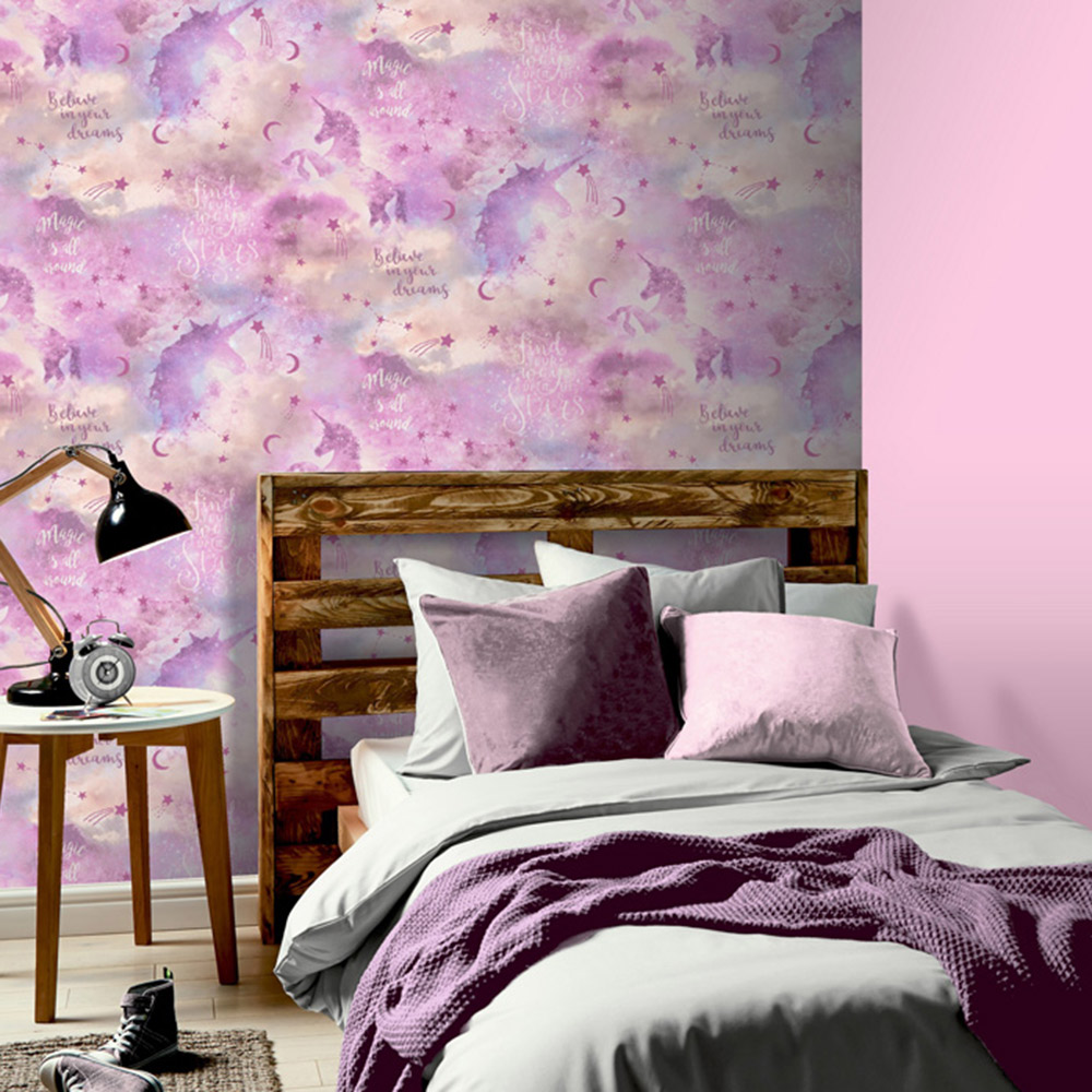 Arthouse Galaxy Unicorn Blush Pink Wallpaper Image 4