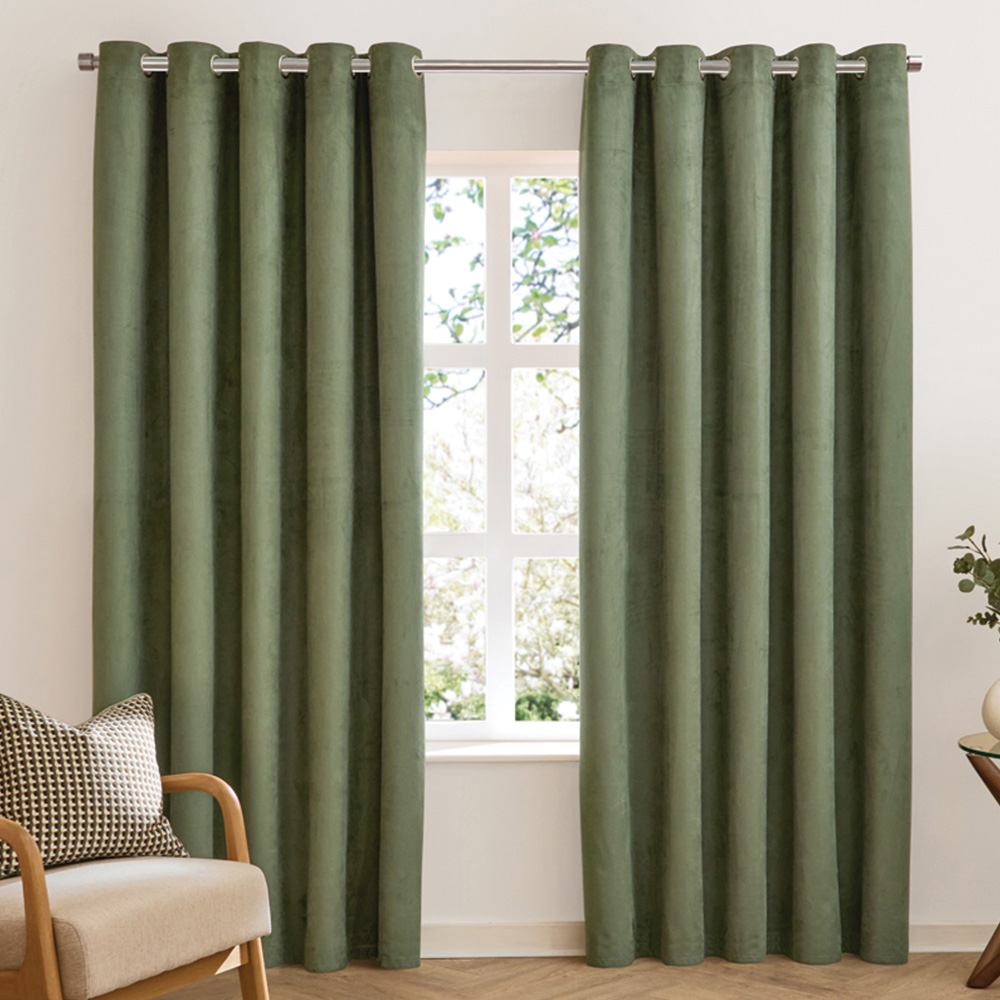 Furn Verso Green Reversible Suede-Look Blackout Eyelet Curtains 229 x 183cm Image 1