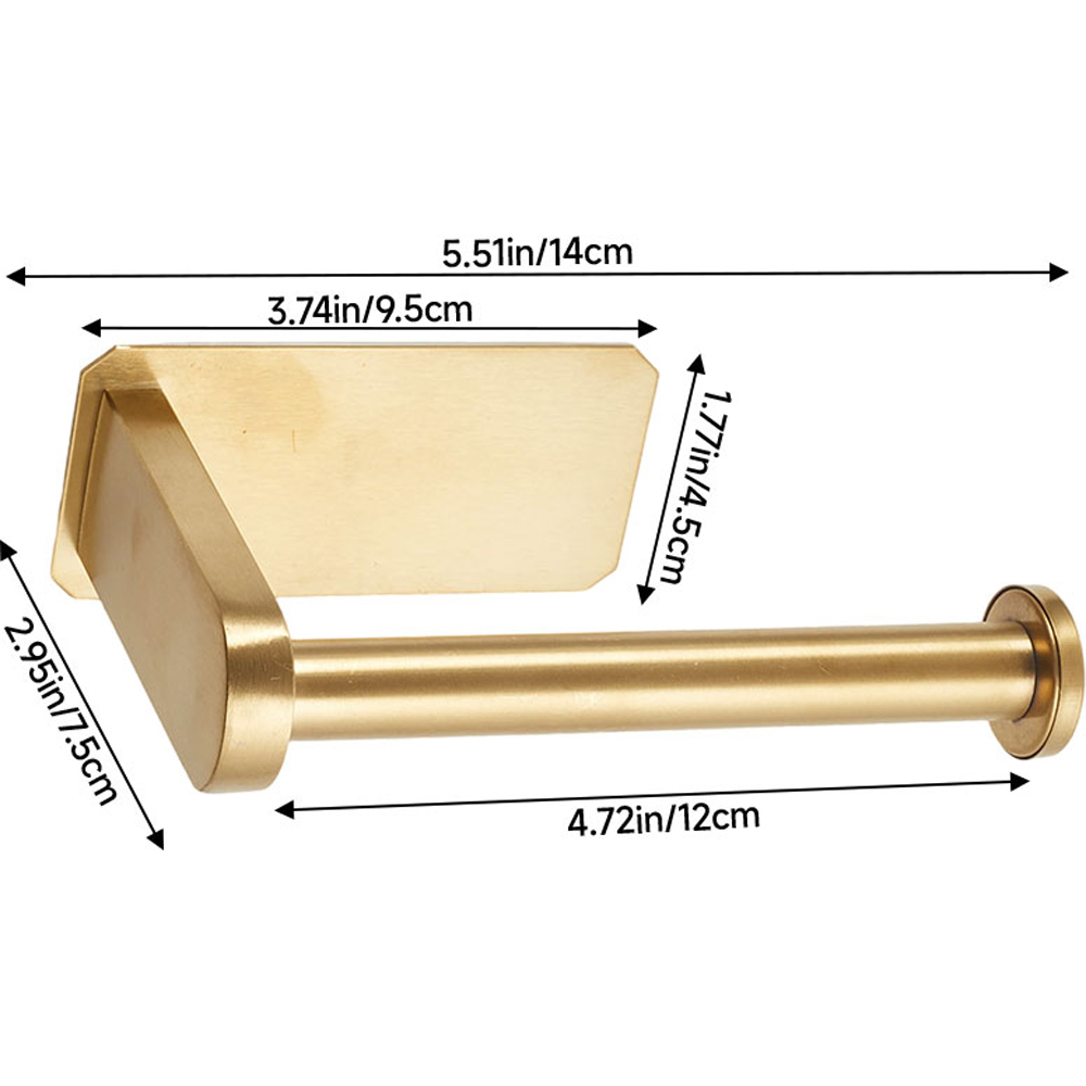 Living and Home Gold Self-Adhesive Stainless Steel Toilet Roll Holder 14cm Image 8