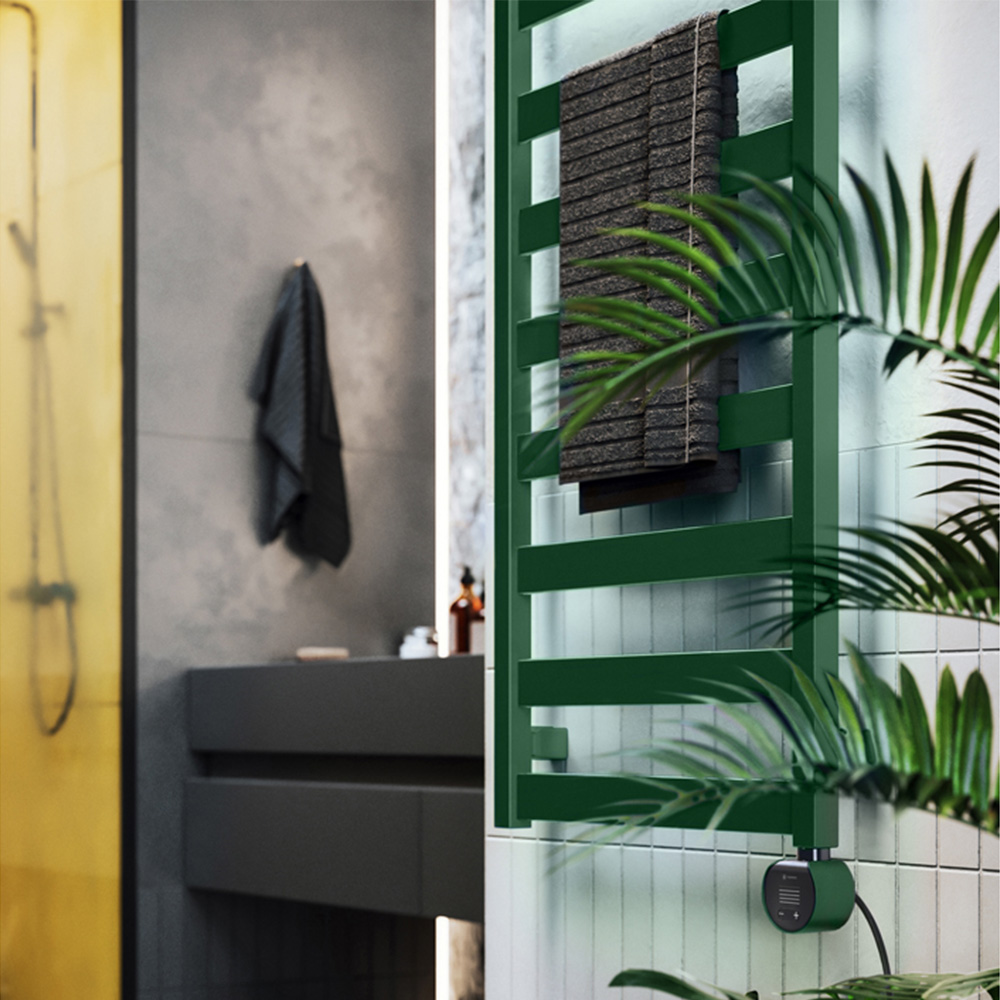 Terma Vivo Matt Green Electric Towel Rail with VEO Element Controller 1630 x 500mm Image 7