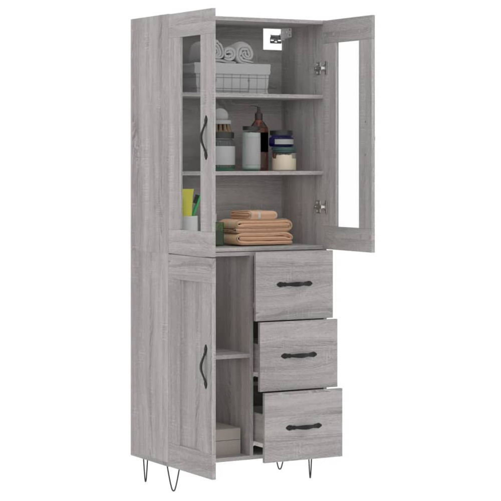 vidaXL 3 Door 3 Drawer Grey Sonoma Highboard Image 3