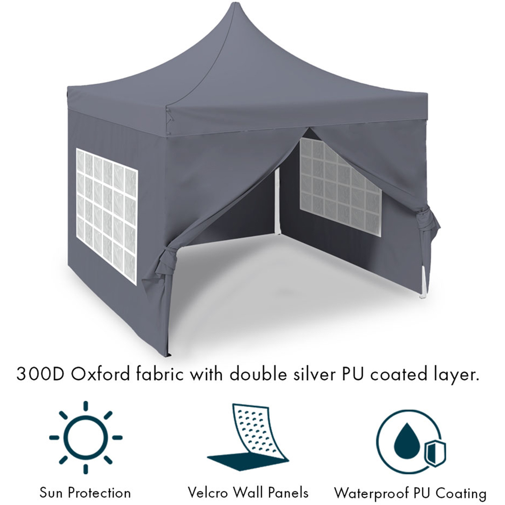 Jack Stonehouse 3 x 3m Dark Grey Portable Pop Up Gazebo Image 8