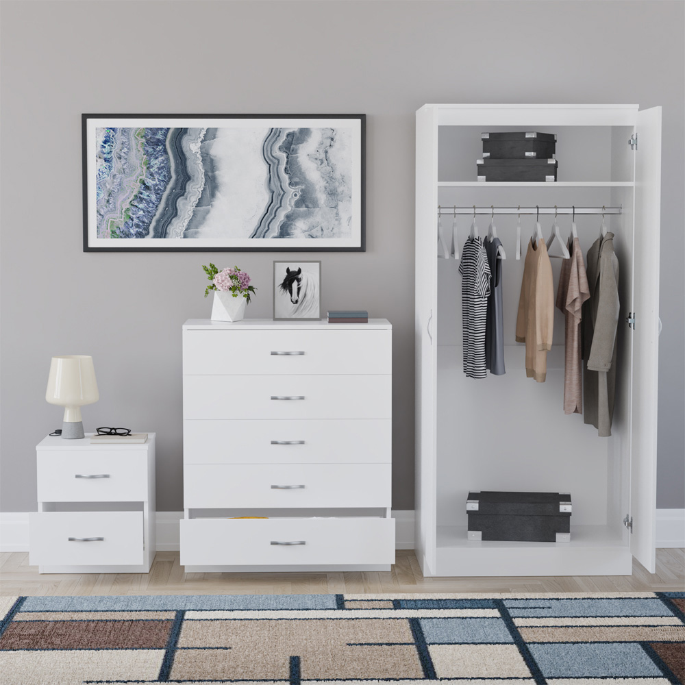 VIDA DESIGNS Riano White 3 Piece Bedroom Furniture Set Image 3