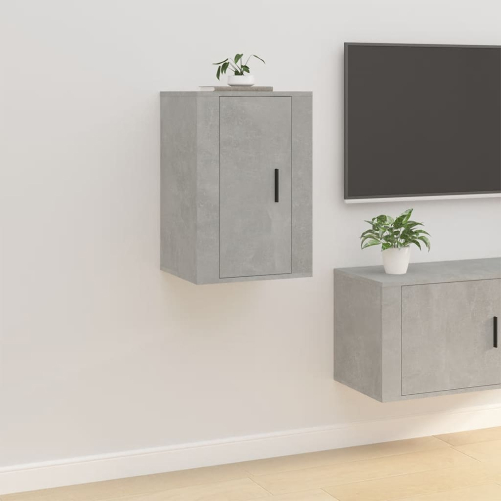 vidaXL Single Door Concrete Grey Wall Mounted TV Cabinet Set of 2 Image 9
