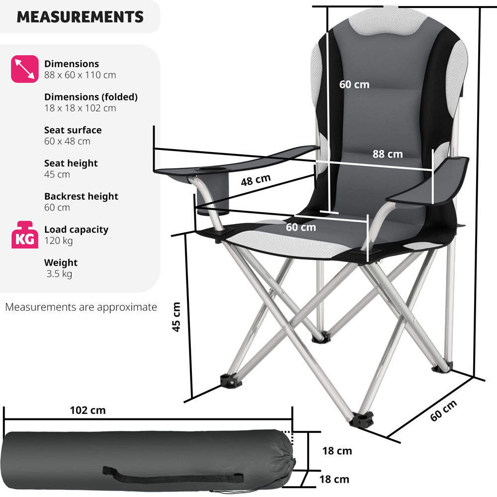 tectake 4 Piece Grey Padded Camping Chair Set Image 8