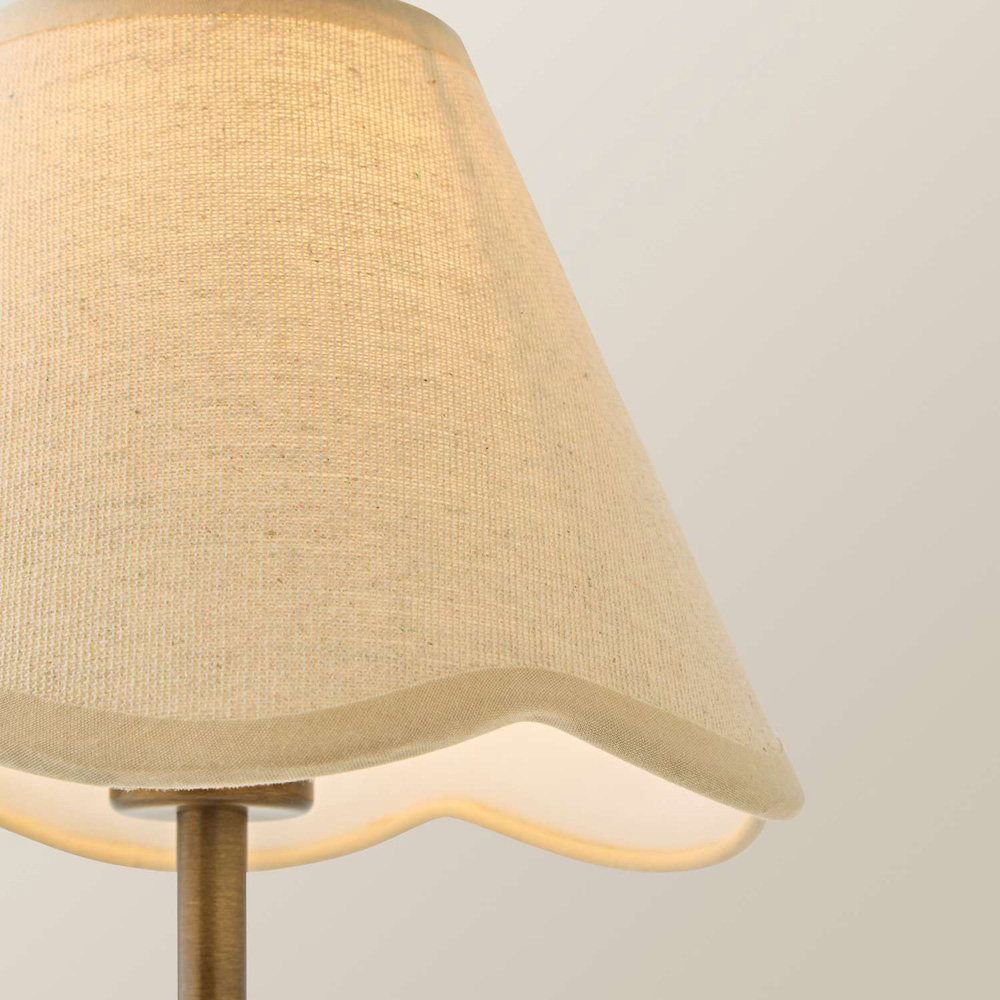 ValueLights Lowe Natural Scallop Flower Shade Brass Rechargeable Table Lamp with Bulb Image 4