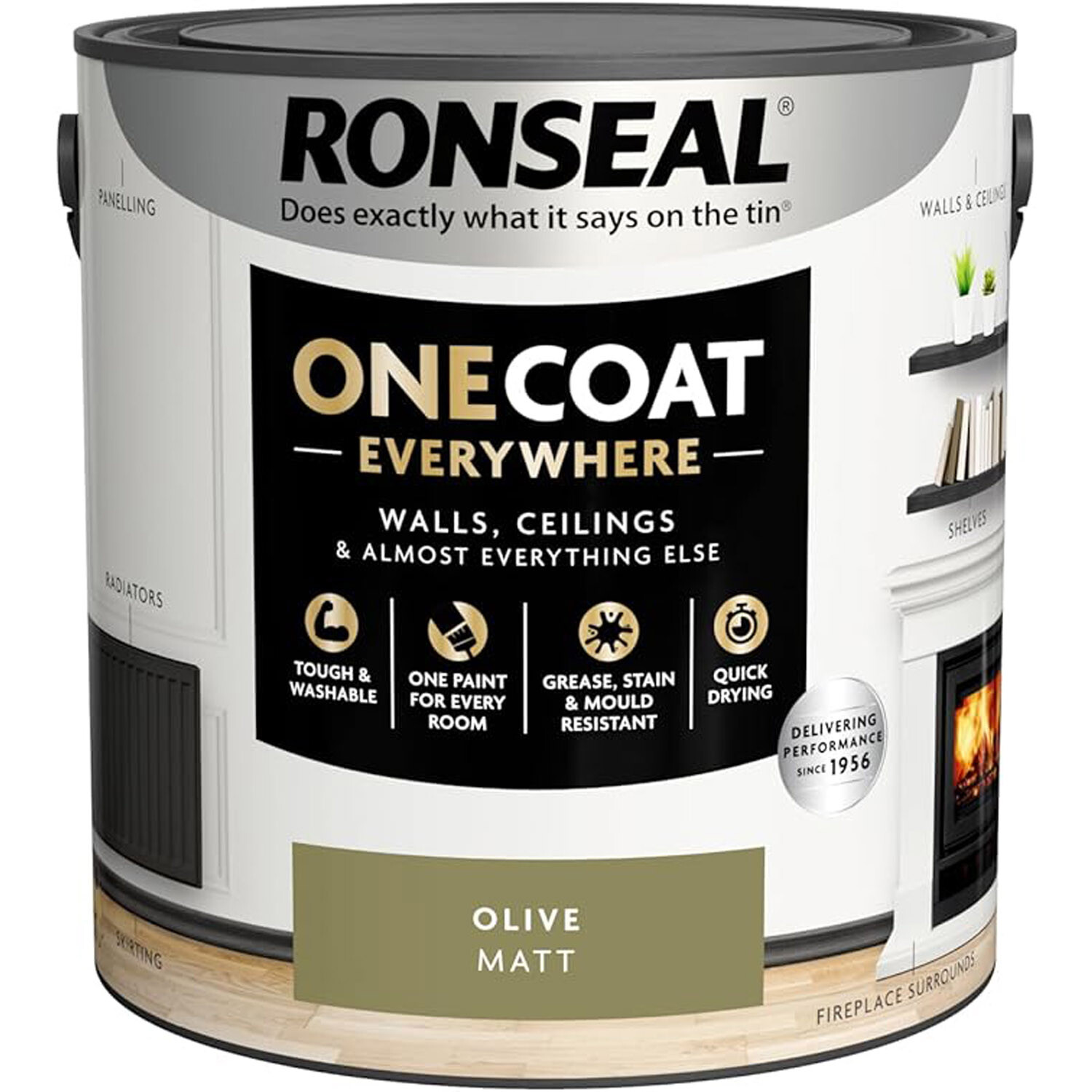 Ronseal One Coat Everywhere Interior Paint Olive 2.5l Image 2