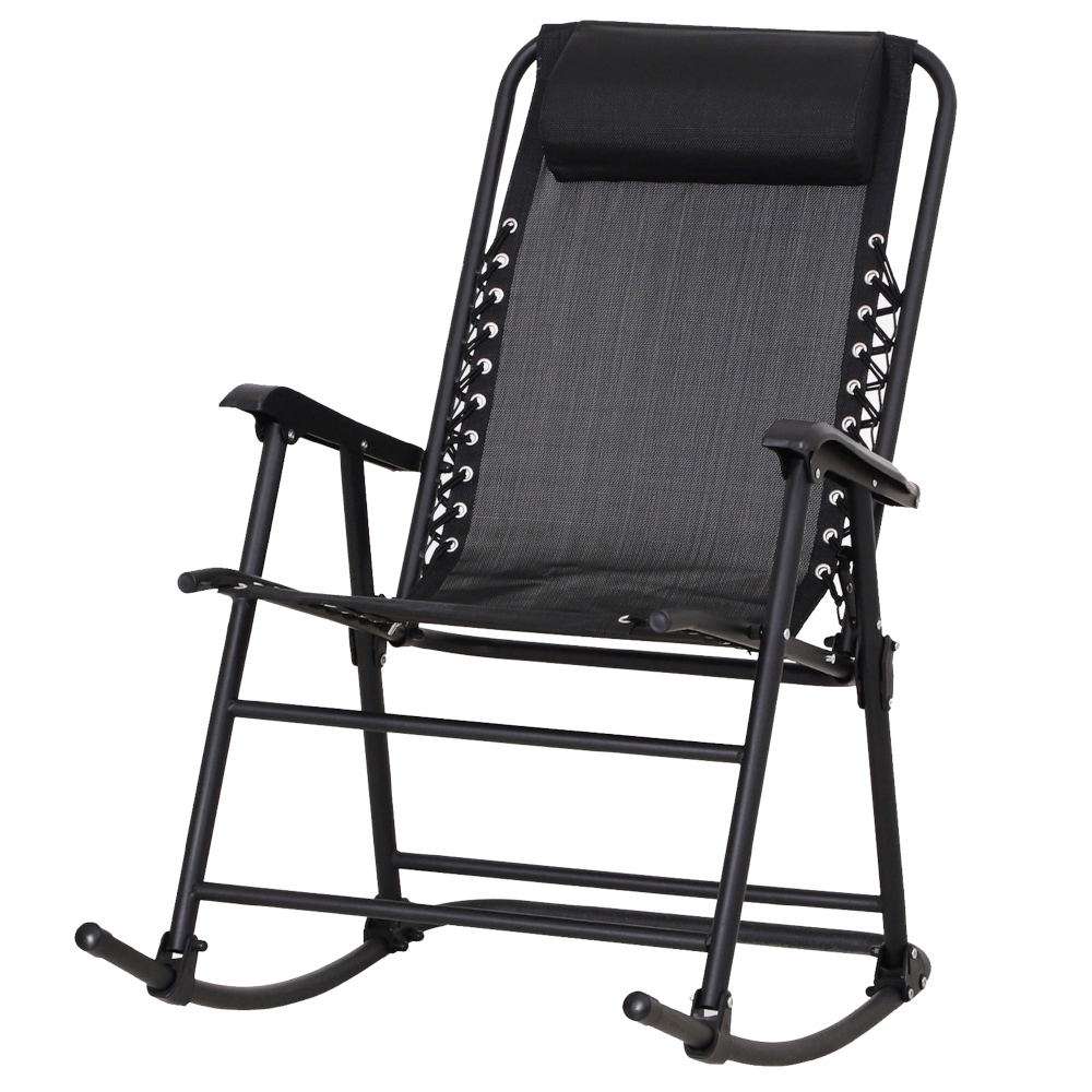 Outsunny Black Zero Gravity Folding Rocking Chair Image 5