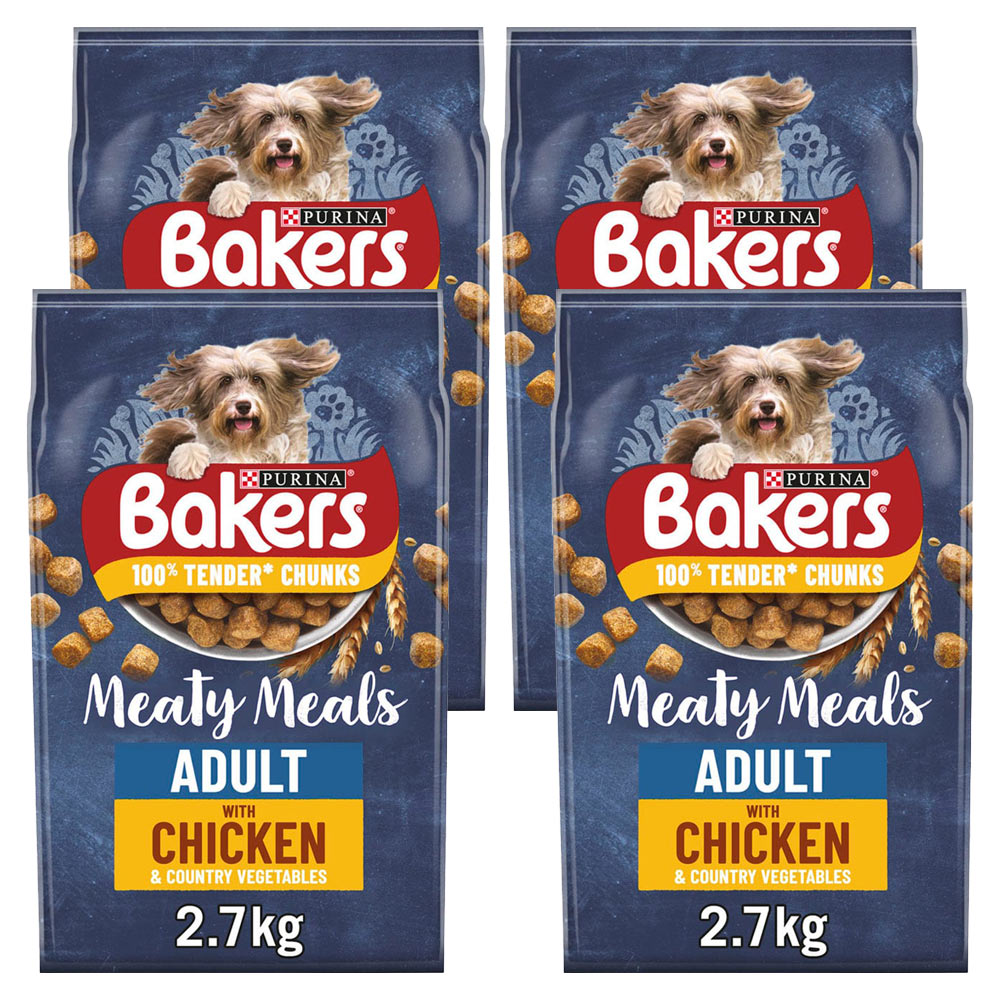 Purina Bakers Meaty Meals Adult Dry Dog Food Chicken Case of 4 x 2.7kg Image 1