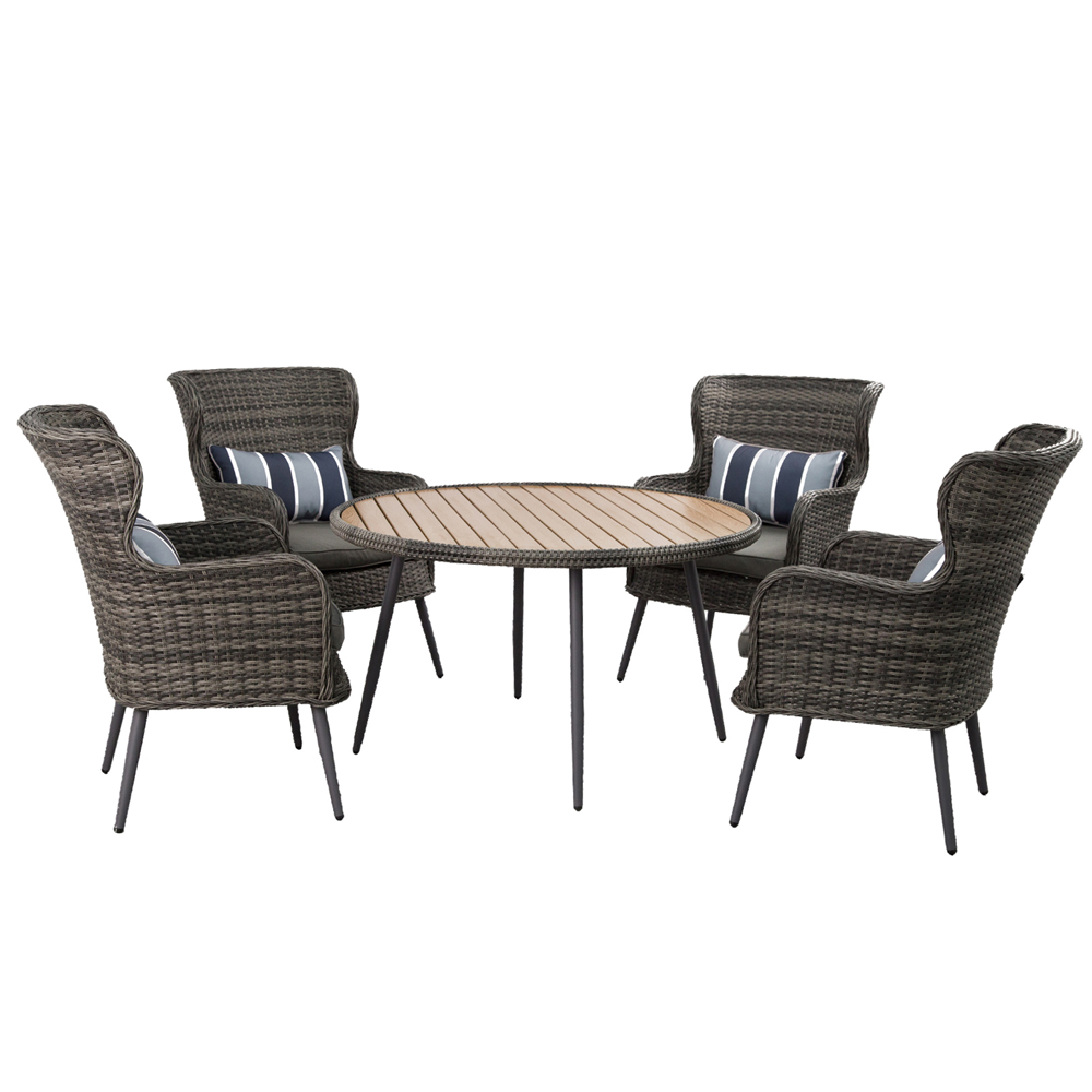 Furniture One 4 Seater Rattan Garden Dining Set Yellow Image 3