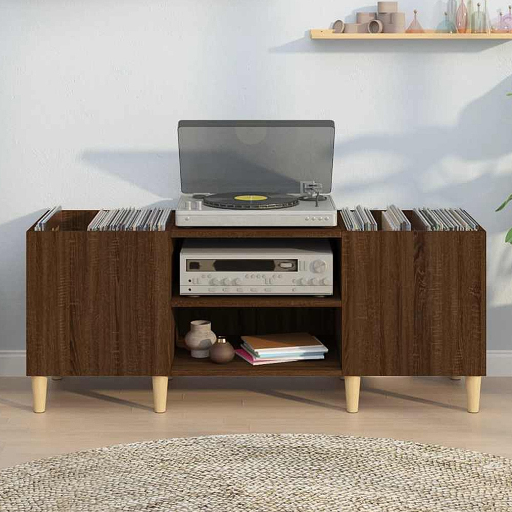 vidaXL 2 Shelf Brown Oak Record Cabinet Image 1