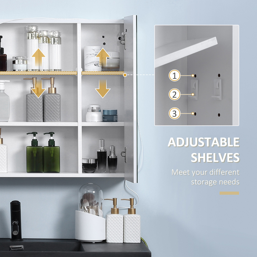 Kleankin White Illuminated Bathroom Cabinet Image 7