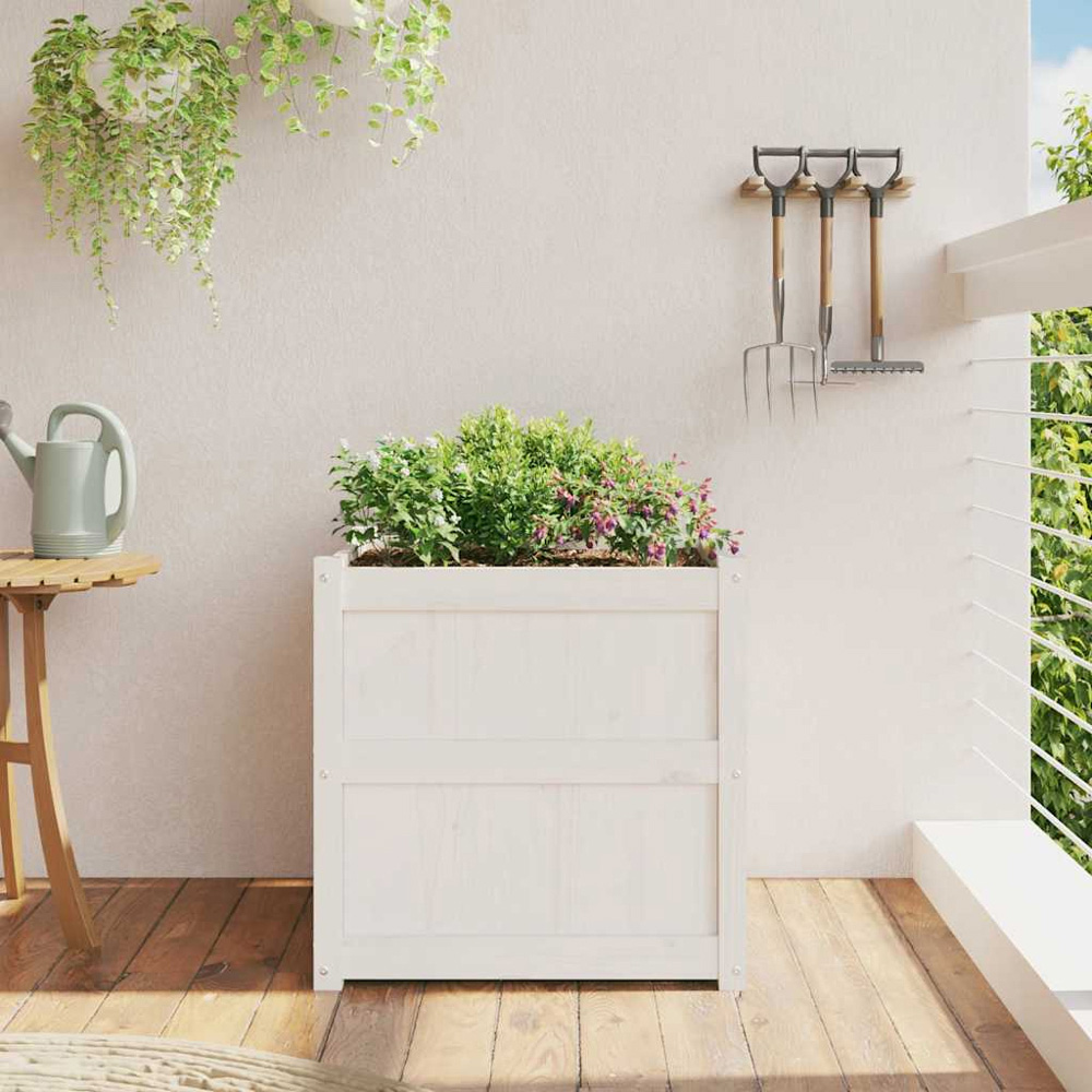 vidaXL White Pine Wood Garden Planter 60 x 60 x 60cm Image 2