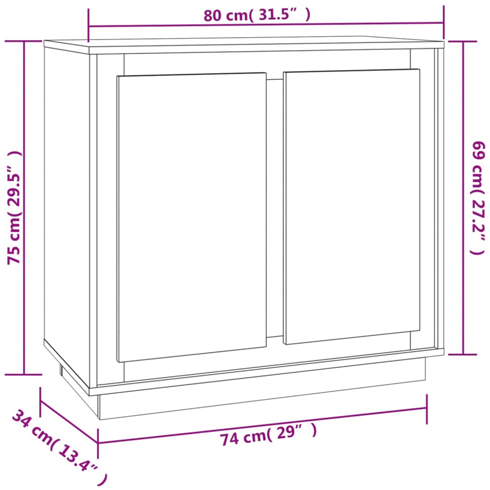 vidaXL 2 Door Smoked Oak Sideboard Image 8