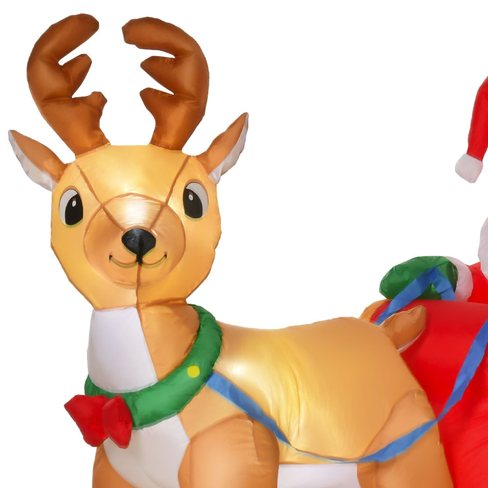 Everglow LED Inflatable Christmas Santa Claus with Snowman on Sleigh Deer 4.2ft Image 3