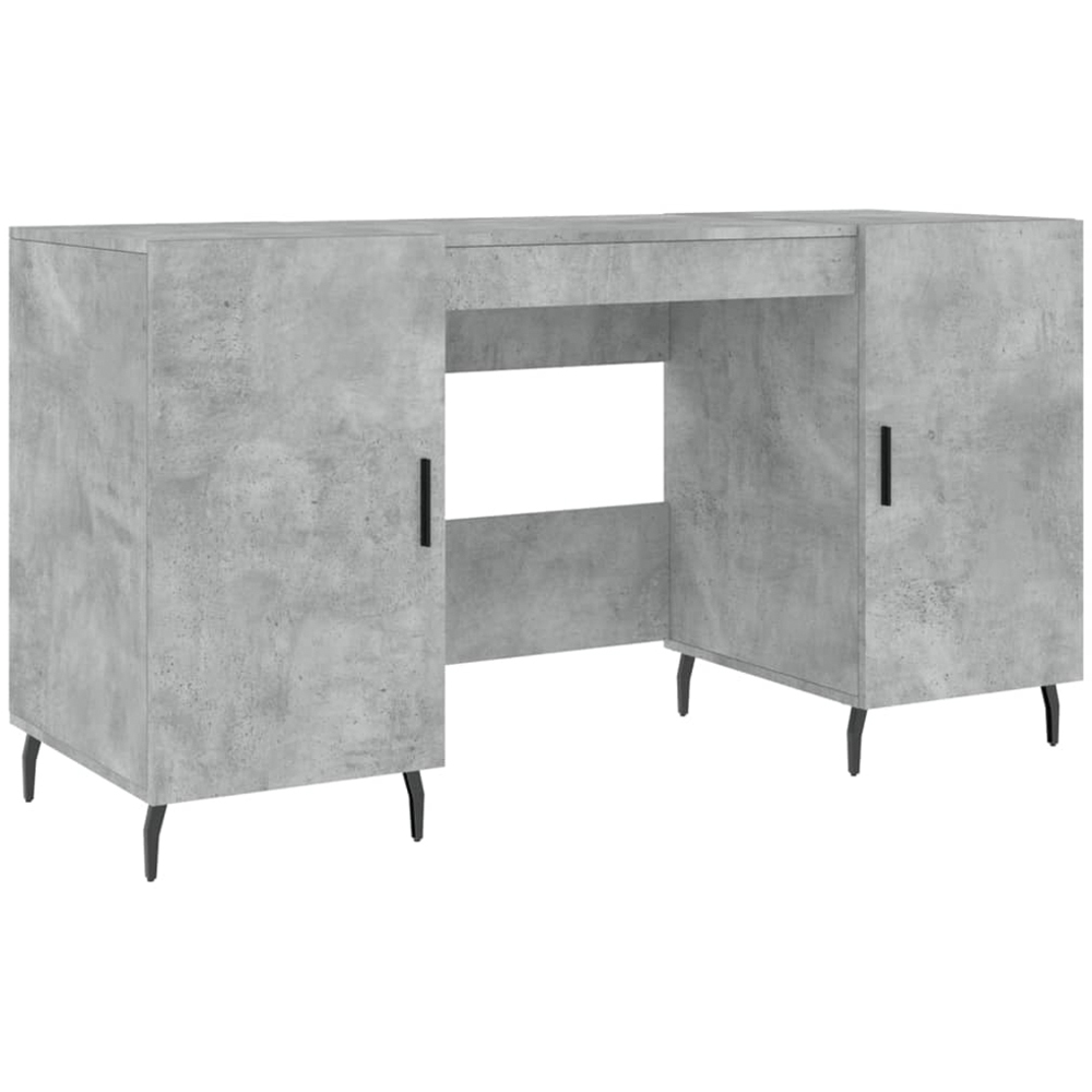 vidaXL 2 Door Computer Desk Concrete Grey and Black Image 2