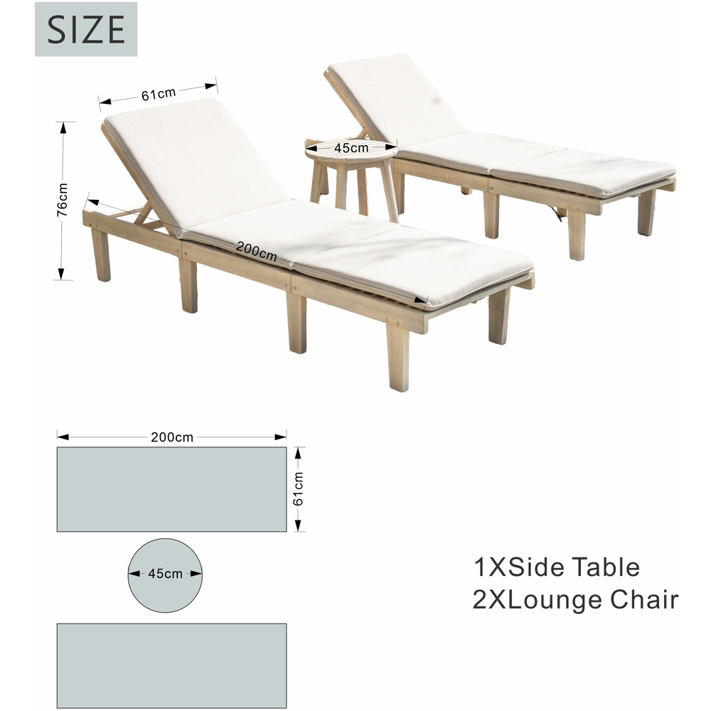 Direct Wicker Saned 5 Position Adjustable Wooden Twin Sun Lounger with Side Table Image 9