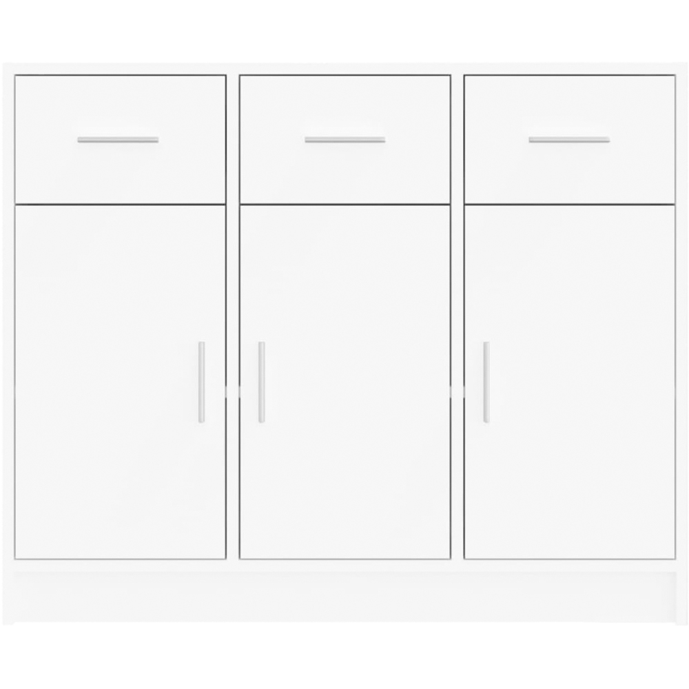 vidaXL 3 Door 3 Drawer White Sideboard Image 5