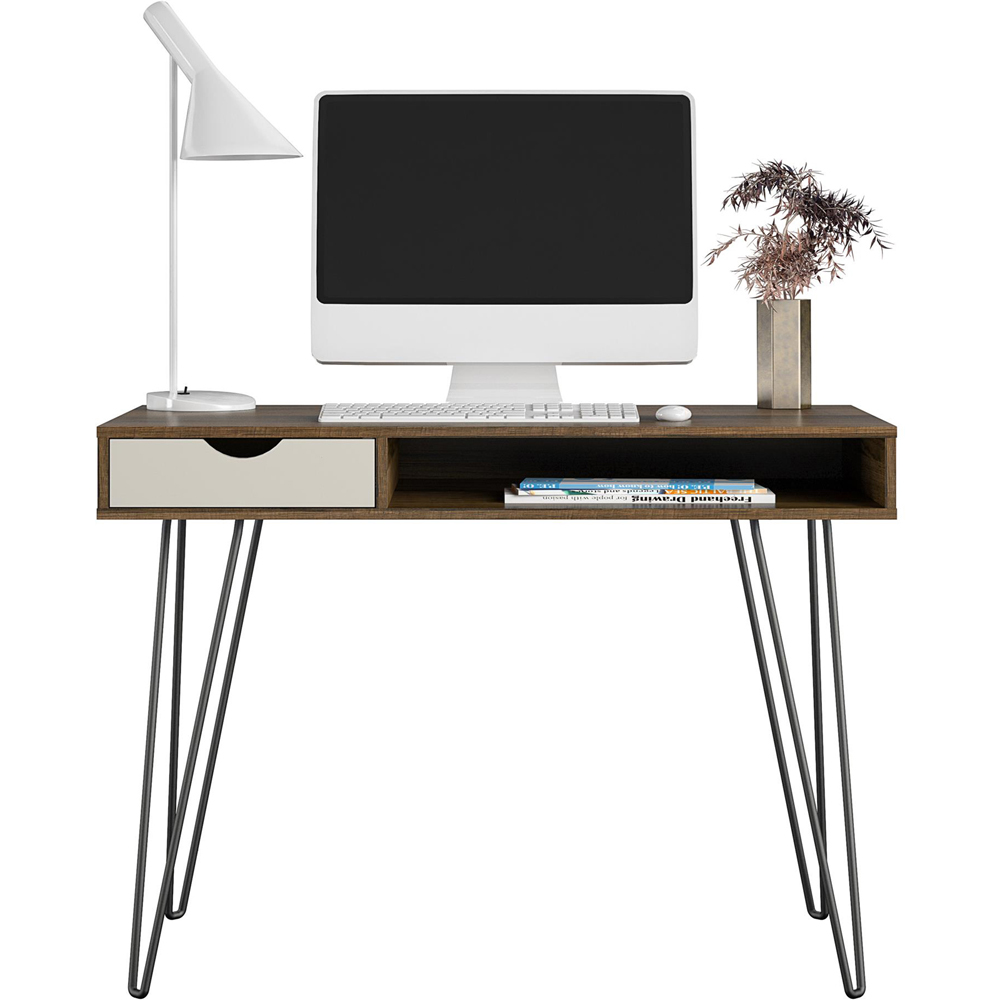 Novogratz Harmony Single Drawer Laptop Desk Oak and Grey Image 6
