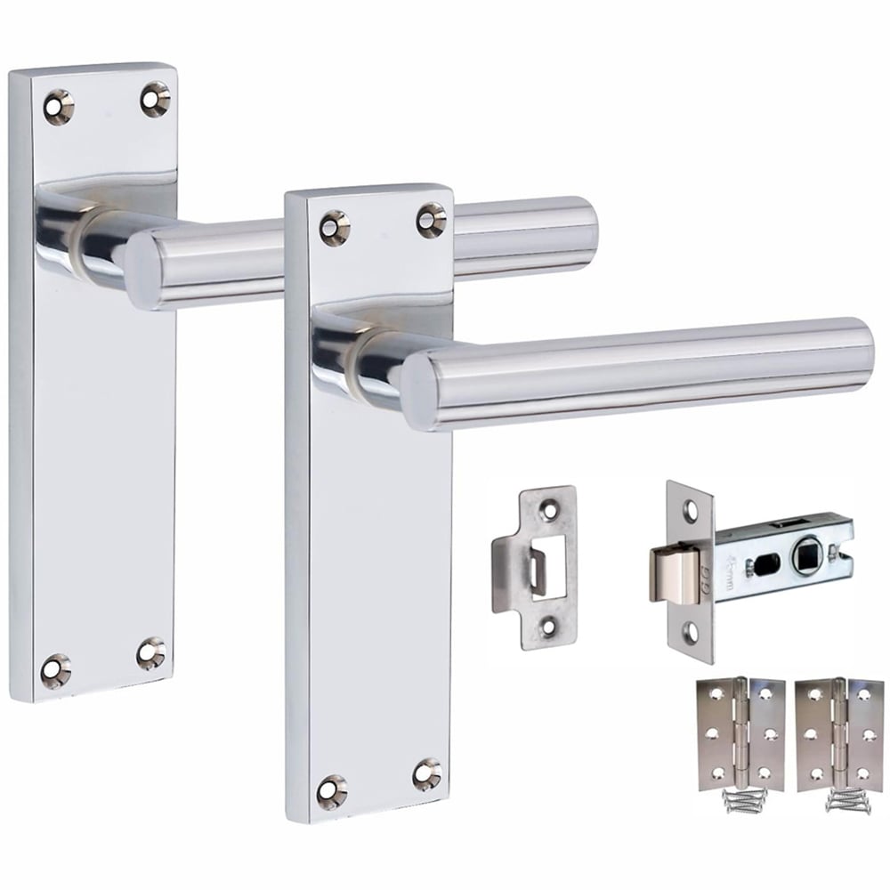 Golden Grace Victorian Straight T-Bar Polished Chrome Latch Handles Set 4 Pack Image 2