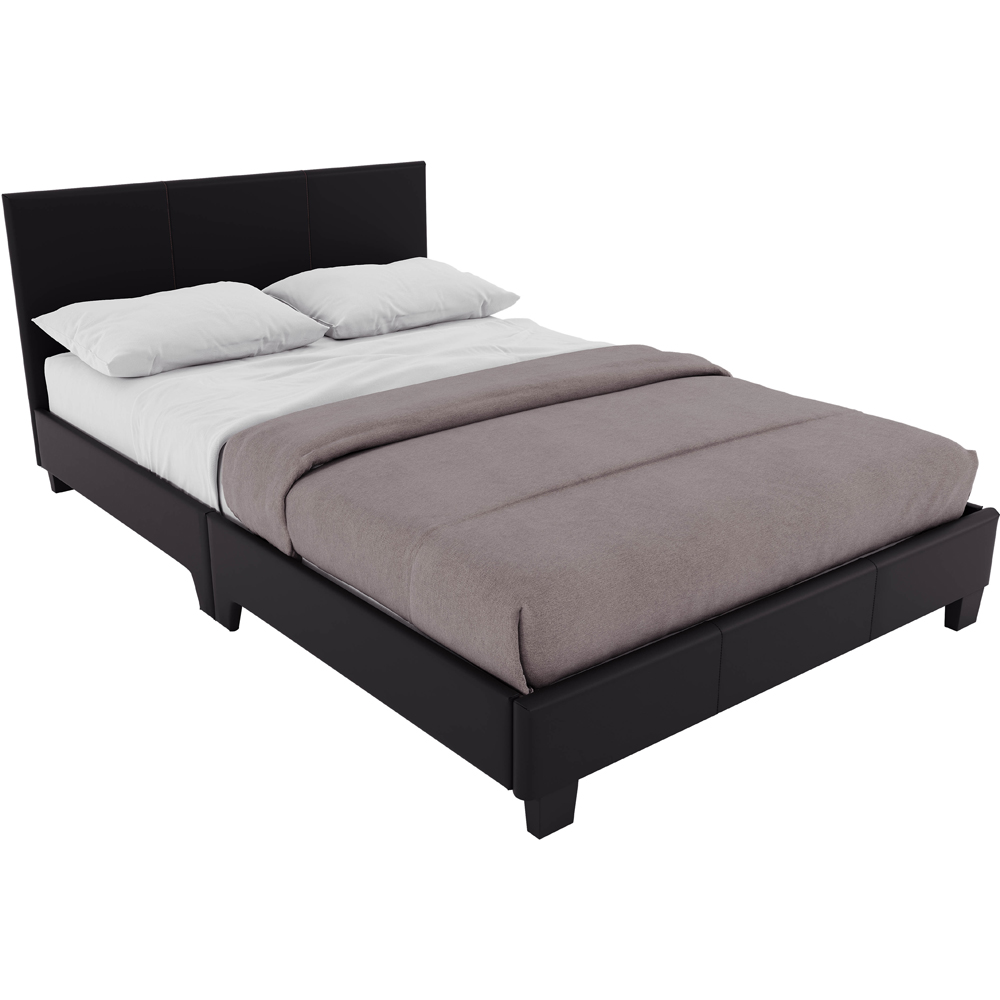 VIDA DESIGNS Lisbon King Size Black Faux Leather Bed with Gel Memory Foam Mattress Image 2
