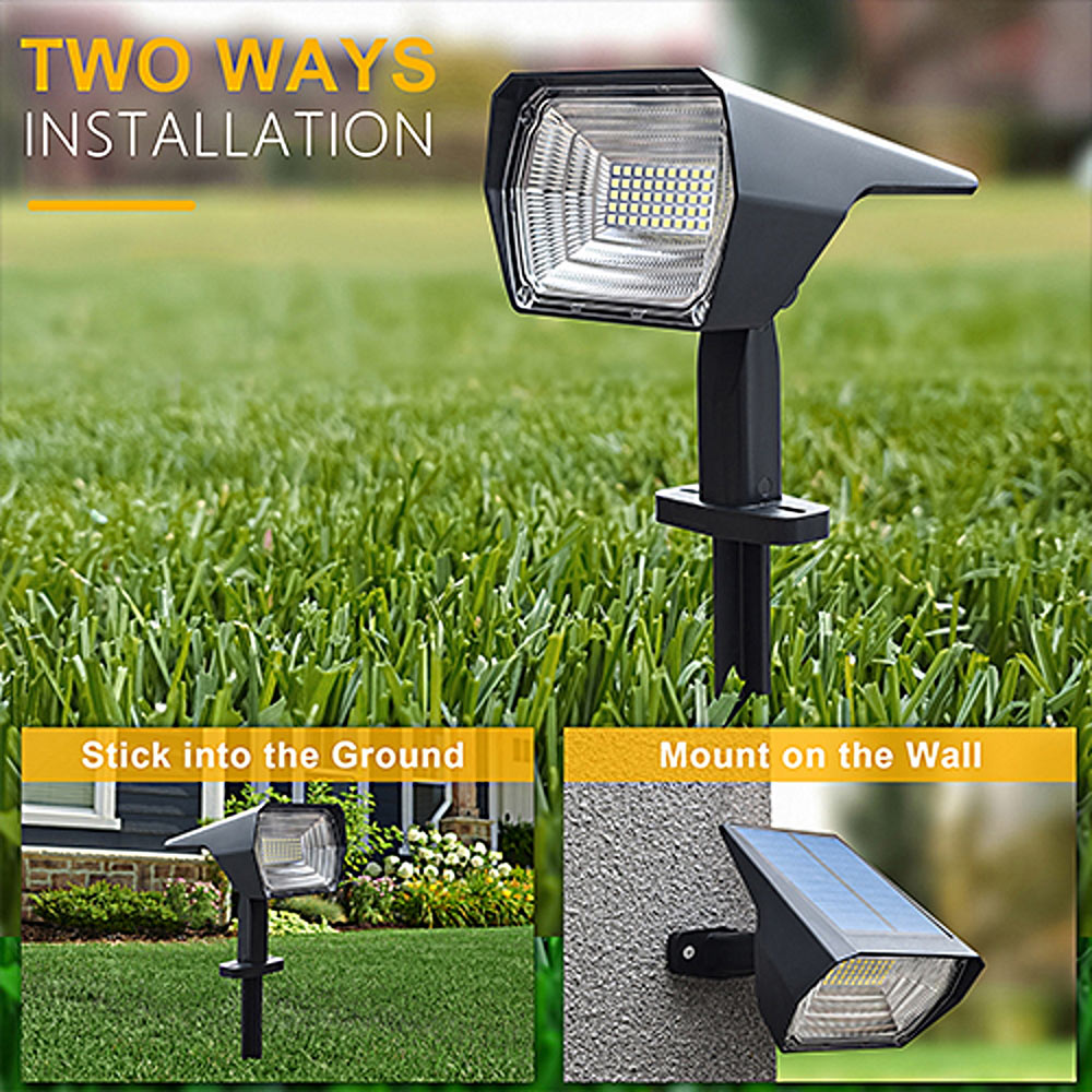 Callow Set of 2 Solar LED Garden Spotlights Black Image 2
