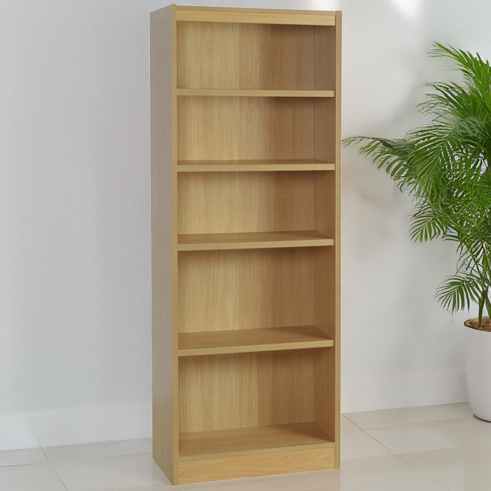 R White Cabinets 5 Shelf Brown Wide Tall Bookcase Image 1