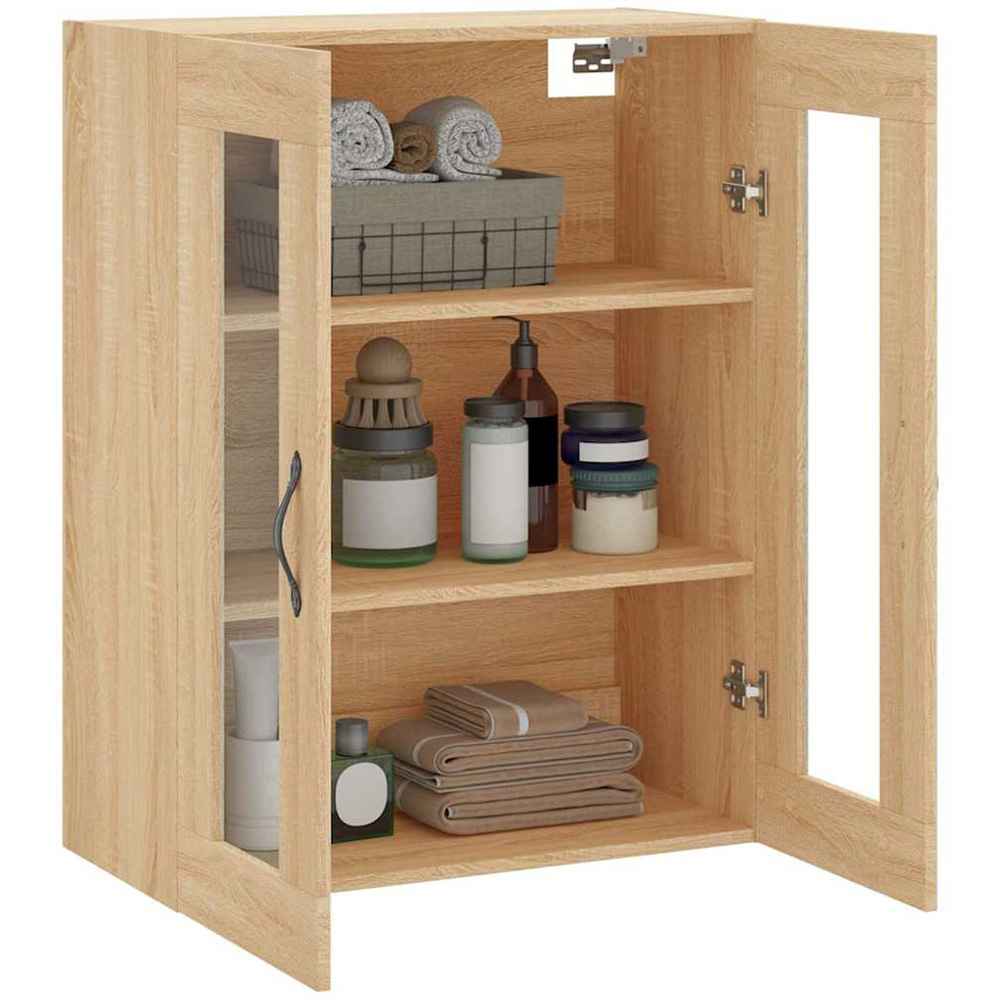 vidaXL 2 Glass Door Sonoma Oak Wall Mounted Cabinet Image 5