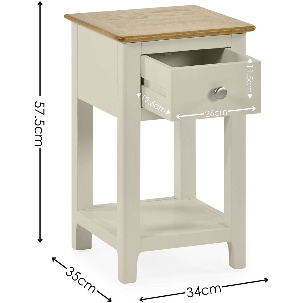 Julian Bowen Somerset Single Drawer Single Shelf Truffle Grey and Oak Compact Bedside Table Image 9