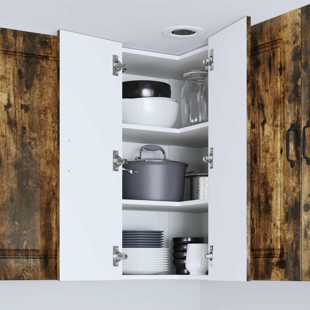 vidaXL 2 Door Smoked Oak Kitchen Wall Corner Cabinet Image 9