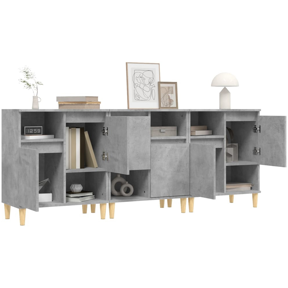 vidaXL 6 Door 6 Shelf Concrete Grey Sideboard 3 Piece Image 3