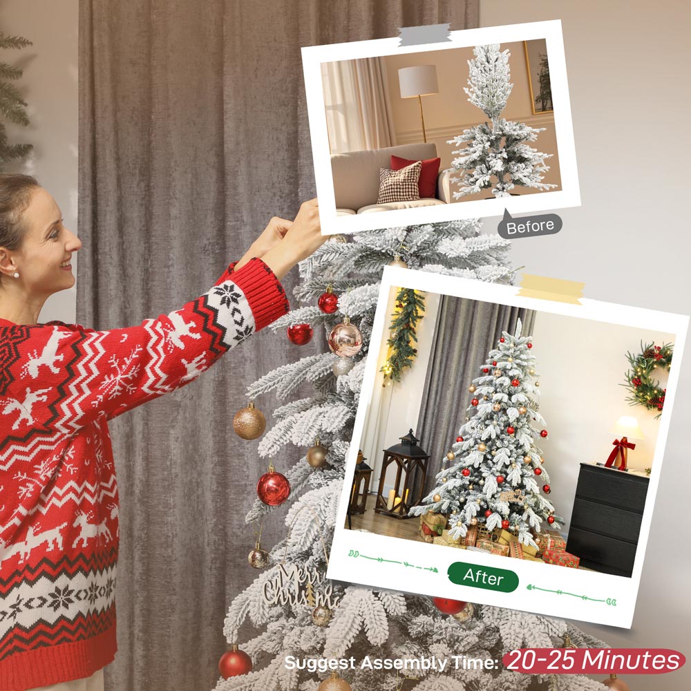 Everglow Snow Flocked Artificial Christmas Tree 6ft Image 7