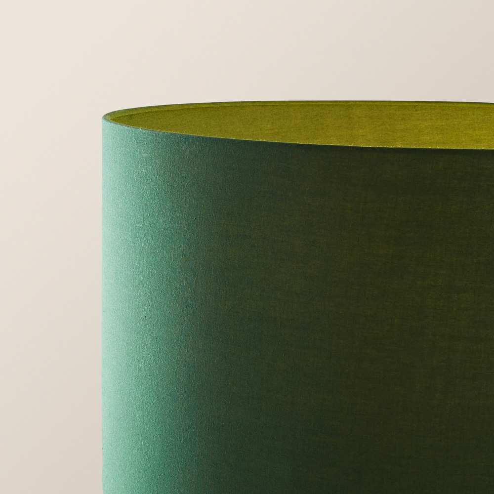 ValueLights Victoria Green Fabric Drum Shade Light Wood Traditional Stem LED Floor Lamp Image 3