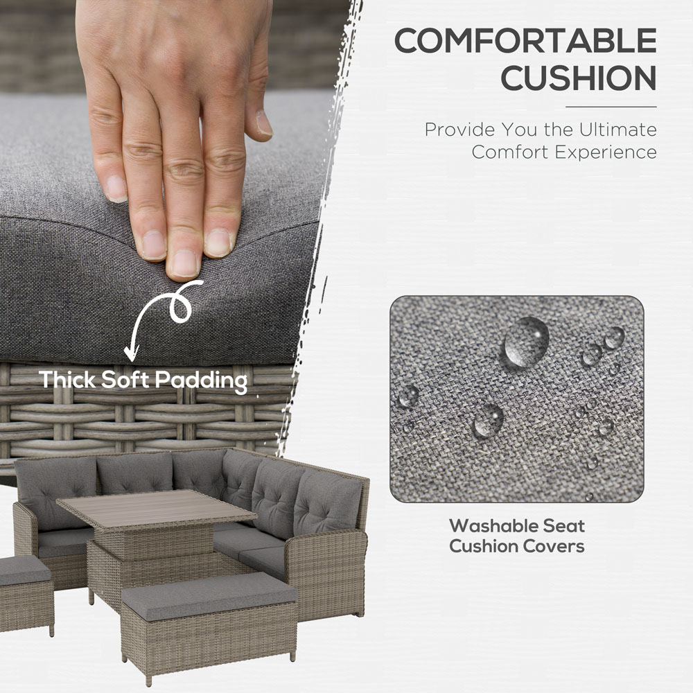 Outsunny 9 Seater Rattan Corner Sofa Set Light Grey Image 4